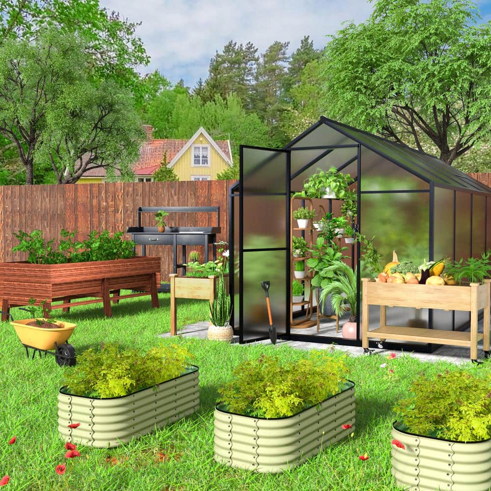 6' x 8' Gray Polycarbonate Walk-In Greenhouse with Aluminum Frame
