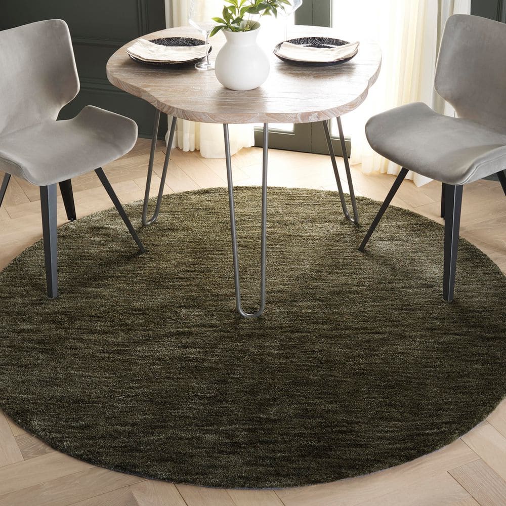 Carmine 6 ft. x 6 ft. Round Green Modern Solid Area Rug price history on PriceWatchPro