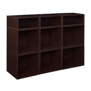 32.5 in. H x 39 in. W x 13 in. D Brown Wood 9-Cube Organizer