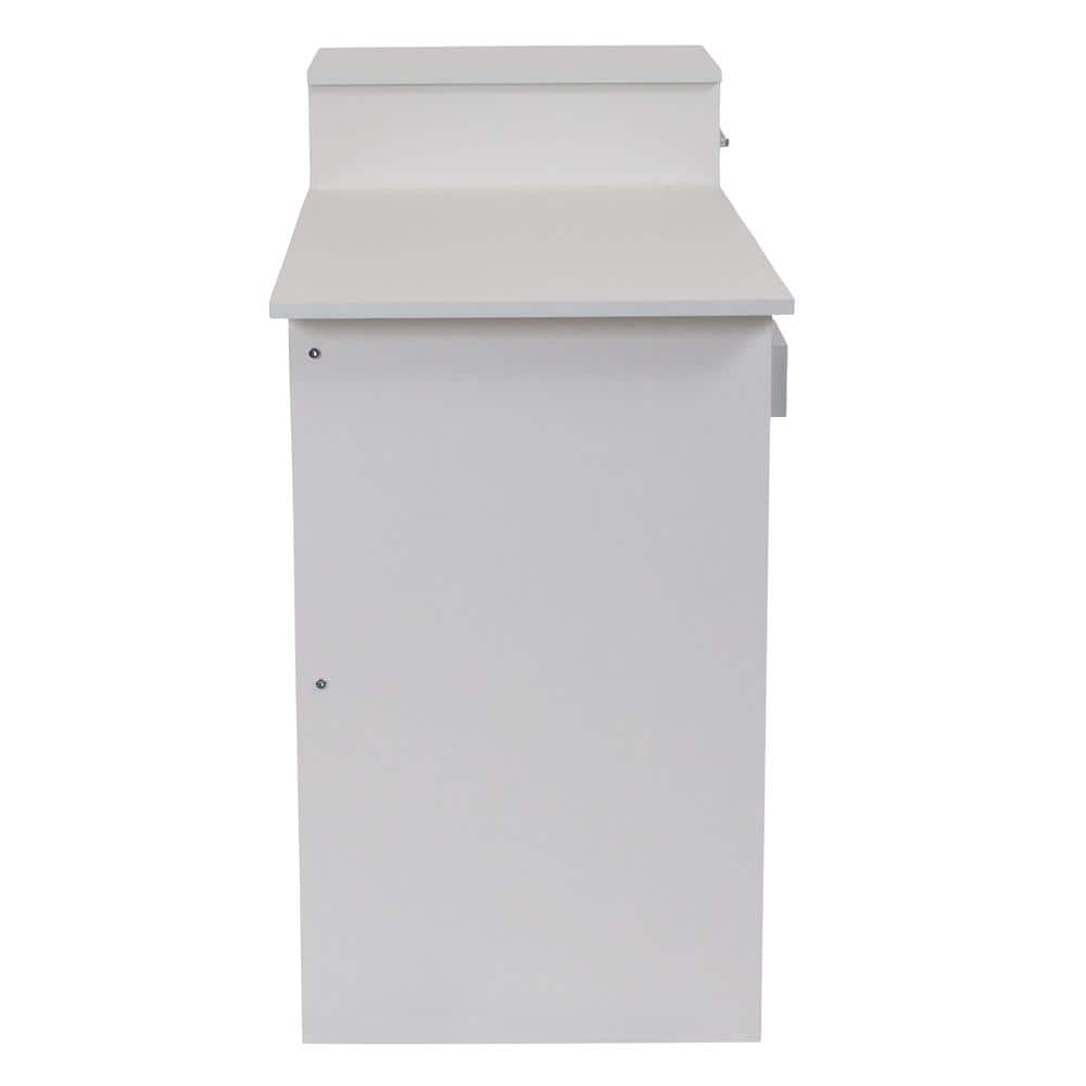 White Wood Computer Desk with Drawer and Keyboard Tray