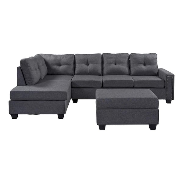 Utopia 4niture Marcelo 107.5 In. W L-shaped Linen Sectional Sofa With 