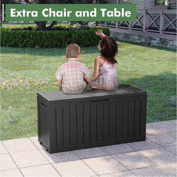 AUTMOON 75 Gal. Black Storage Box, Resin Waterproof Outside Deck