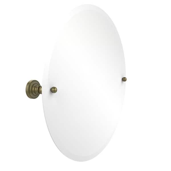 Allied Brass Dottingham Collection 22 in. L x 22 in. W Frameless Round Tilt Mirror with Beveled Edge in Antique Brass