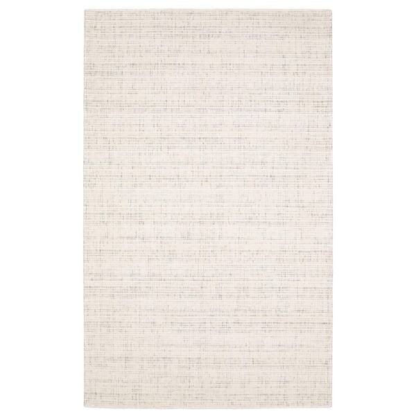 8' X 10' Ivory And Gray Striped Hand Tufted Area Rug