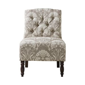 Lina Taupe Tufted Upholstered Armless Slipper Chair