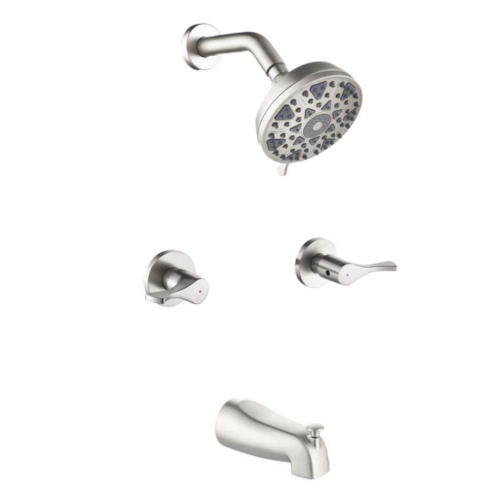 Double Handle 6-Spray Wall Mount Tub and Shower Faucet 1.8 GPM 5 Inch. Shower System in Brushed Nickel Valve Included price history on PriceWatchPro