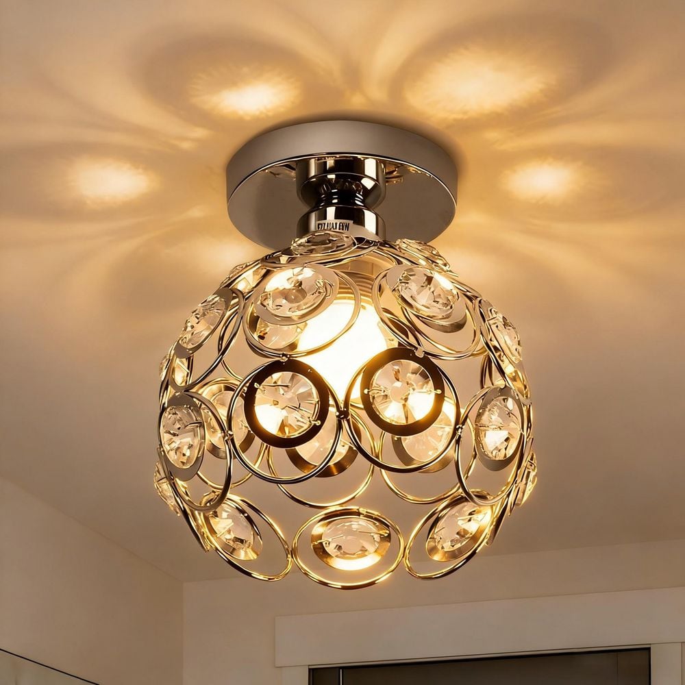 Emeritpro 7 in. Elegant Silver Mini Crystal Semi-Flush Mount-Modern 1 ...
