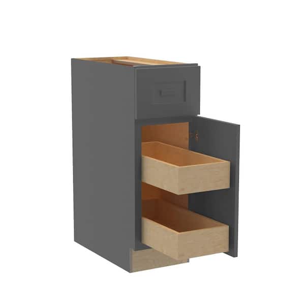 Home Decorators Collection Grayson 12 in. W x 24 in. D x 34.5 in. H Assembled Plywood Base Kitchen Cabinet in Deep Onyx with 2ROT Soft Close RH