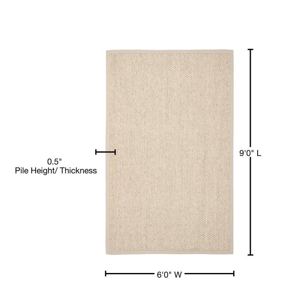 Marble Natural Fiber Hand-Knotted Area Rug, 6' x 9'