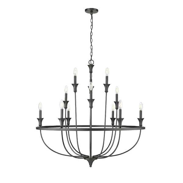 Millennium Lighting Emery 40.2 in. 12-Light Matte Black Chandelier