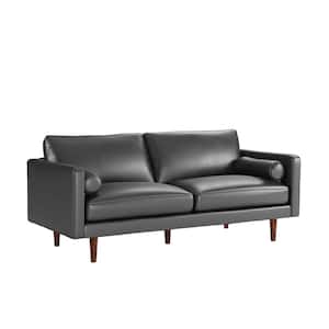 Ashcroft Furniture Co Hudson 86 In W Square Arm Mid Century Modern Style Velvet Living Room Straight Couch Gray