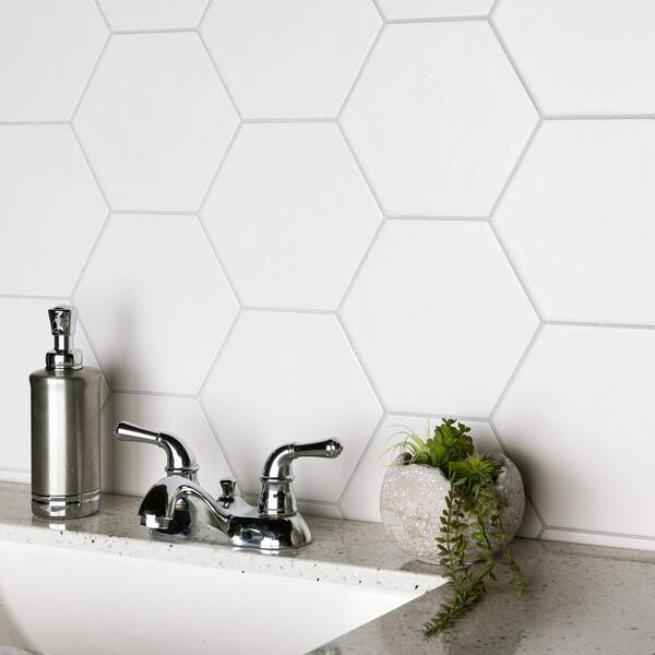 Merola Tile - Hexatile Matte Blanco 7 in. x 8 in. Porcelain Floor and Wall Tile (2.2 sq. ft. / Pack)