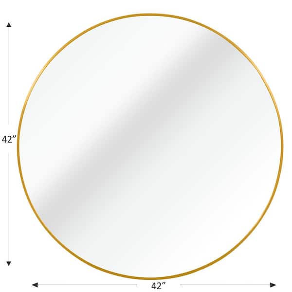 42 in. W x 42 in. H Vanity Mirror Round Metal Frame Bathroom Mirror for Make Up Dressed Decor (Gold)