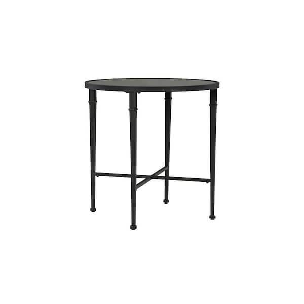Cadeburg 26 in. Black Round Glass End Table with Finished