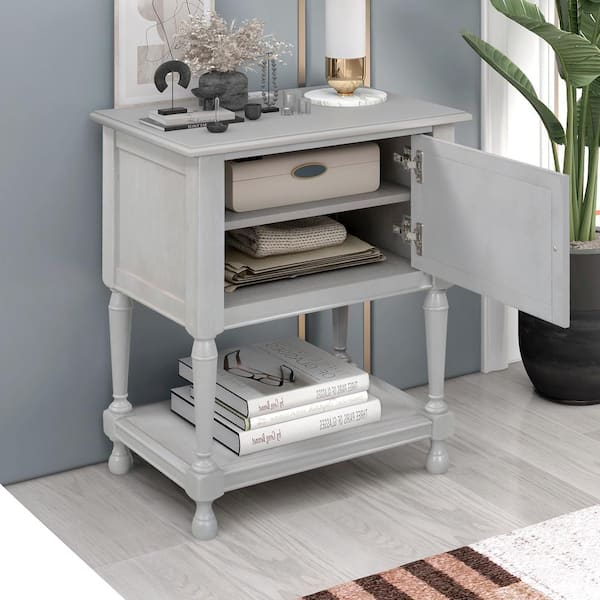 Qualler Versatile 0-Drawer Gray Nightstand with 2-Shelf (27.5 in. H x 21.2 in. W x 14.8 in. D)