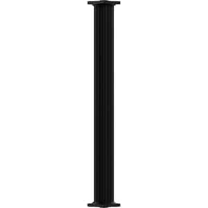 9' x 6" Endura-Aluminum Column, Round Shaft (Post Wrap Installation), Non-Tapered, Fluted, Textured Black