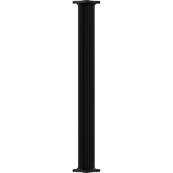 AFCO 8' x 7-5/8" Endura-Aluminum Column, Round Shaft (Load-Bearing 21,000 lbs), Non-Tapered, Fluted, Textured Black