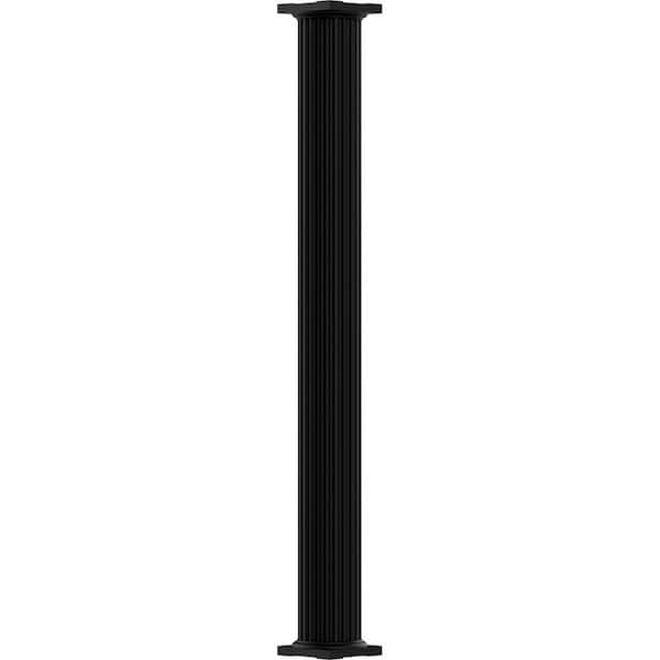 AFCO 9' x 7-5/8" Endura-Aluminum Column, Round Shaft (Load-Bearing 21,000 lbs), Non-Tapered, Fluted, Textured Black