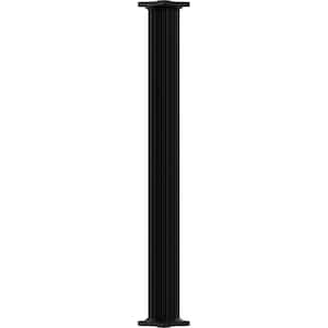 12' x 8" Endura-Aluminum Column Non-Tapered Fluted Round Shaft in Textured Black (Load-Bearing 21,000 lbs.)