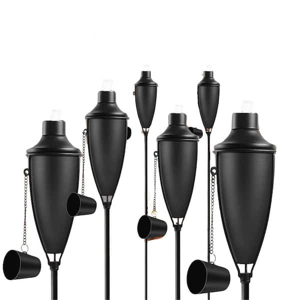 Misopily Large Capacity 22oz Outdoor Metal Torch 61-Inch with 3-Prong Stake for Garden Decor and Party Pathway Set of 6