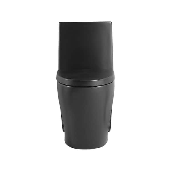 Lifelive 1-Piece 1.1-1.6 GPF Dual Flush Elongated Toilet in Black