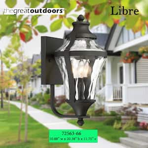Libre Collection 4-Light Black Outdoor Wall Lantern Sconce with Clear Water Glass