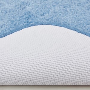 Pure Perfection Sky Blue 20 in. x 34 in. Nylon Machine Washable Bath Mat