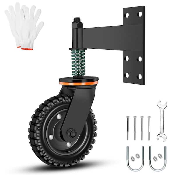 6 in. Black Steel 360° Swivel Spring Loaded Caster Fence Gate Wheel with 600 lbs. Load Rating