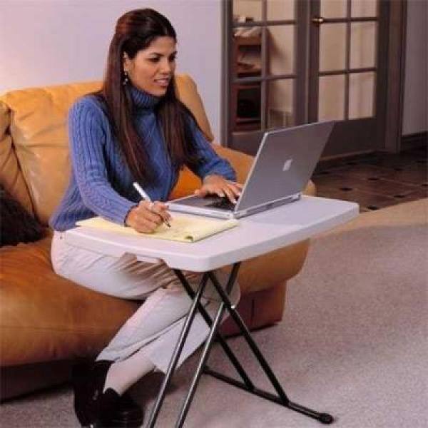Adjustable Gray Powder-Coated Steel Folding Table with X-Shaped Legs