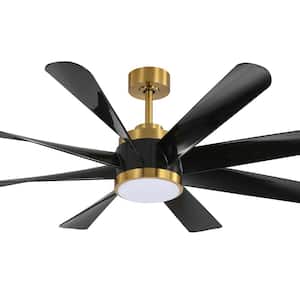 Byrness 60 in. Industrial Integrated LED Indoor Gold and Black 6-Speed DC Motor Ceiling Fan With Light Kit and Remote