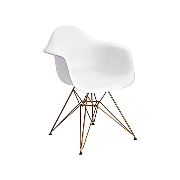 Design Guild Banks White Arm Side Chair with Gold Legs