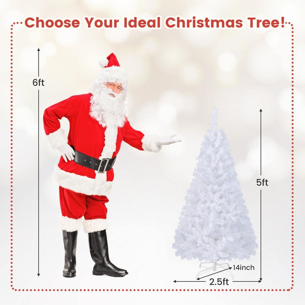 5 ft White PVC Pine Christmas Tree with Metal Stand