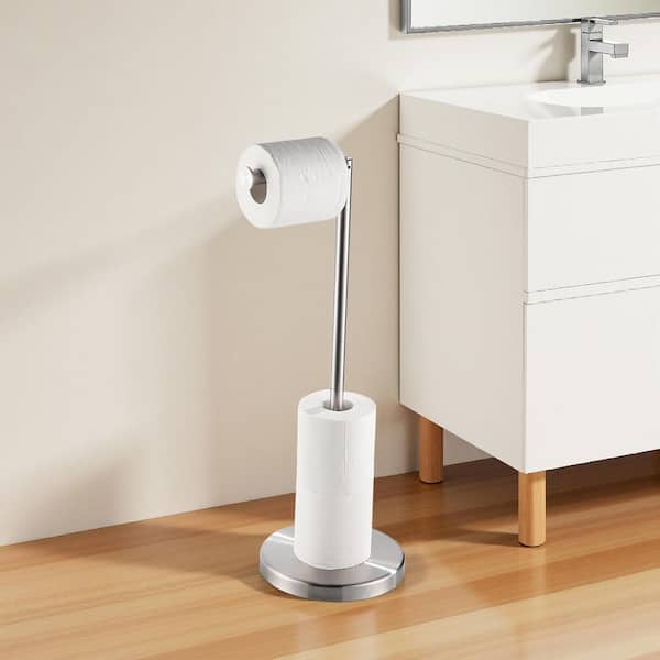 Freestanding Toilet Paper Holder in Brushed Nickel