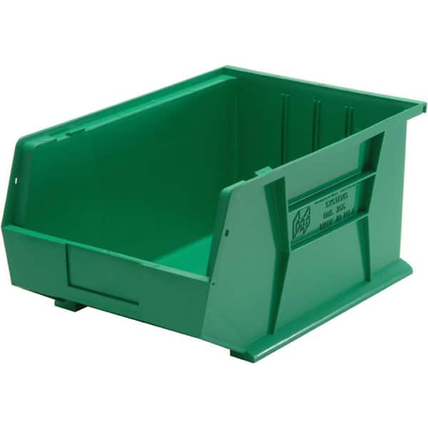 QUANTUM STORAGE SYSTEMS Ultra Series 13.71 Qt. Stack and Hang Bin in Green (4-Pack)