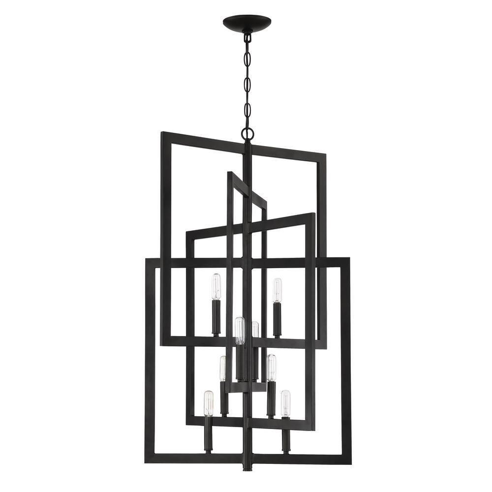 Espresso Geometric 8-Light Steel Chandelier