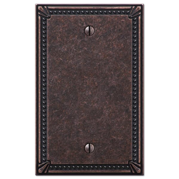 AMERELLE Imperial Bead 1 Gang Blank Metal Wall Plate - Tumbled Aged Bronze
