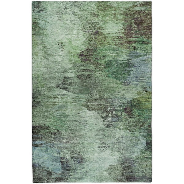 Dream Shag Premium Machine Washable Abstract ADS592 Green 9 ft. x 12 ft. Area Rug