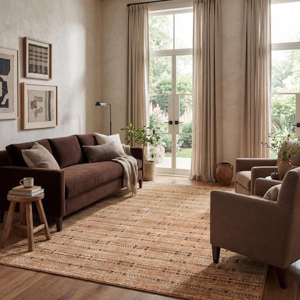 Clariana Bohemian Striped Area Tan 5 ft. x 8 ft. Indoor Area Rug
