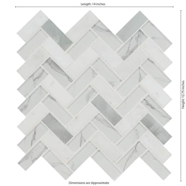 MSI Bytle Bianco Herringbone 12 in. x 12 in. x 6 mm Textured Multi-Surface Mesh-Mounted Mosaic Tile ( 15 sq. ft. / case ) MSI Bytle Bianco Herringbone 12 in. x 12 in. x 6 mm Textured Multi-Surface Mesh-Mounted Mosaic Tile ( 15 sq. ft. / case )
