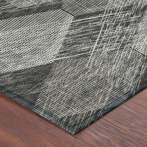 Chantille Machine Washable Indoor/Outdoor Abstract ACN2637 Black 3 ft. x 5 ft. Area Rug
