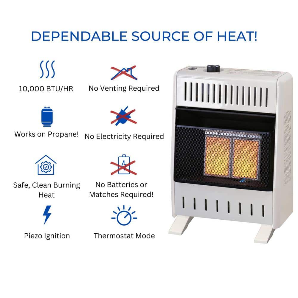 White Propane Infrared Wall-Mount Heater with Thermostat Control