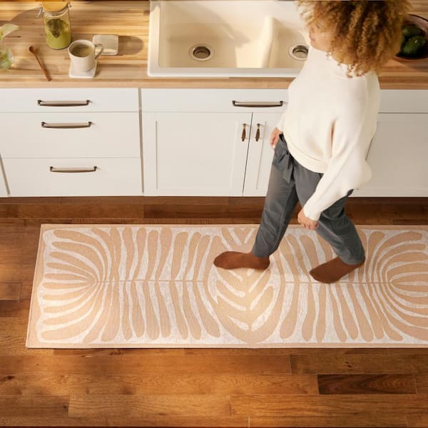 Luxe Livie Matisse Cutout Taupe 24 in. x 72 in. Machine Washable Runner Kitchen Mat