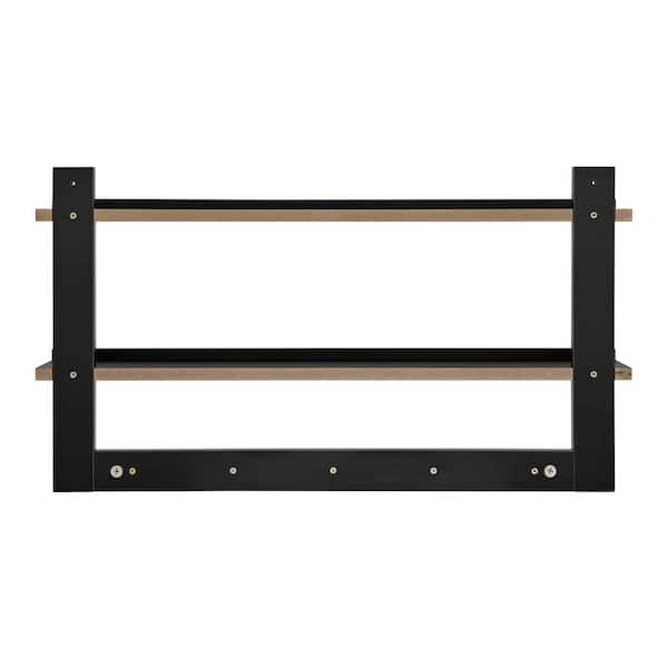 DANYA B 29 in. 2-Tier Black Ledge Wall Shelf Entryway or Bathroom