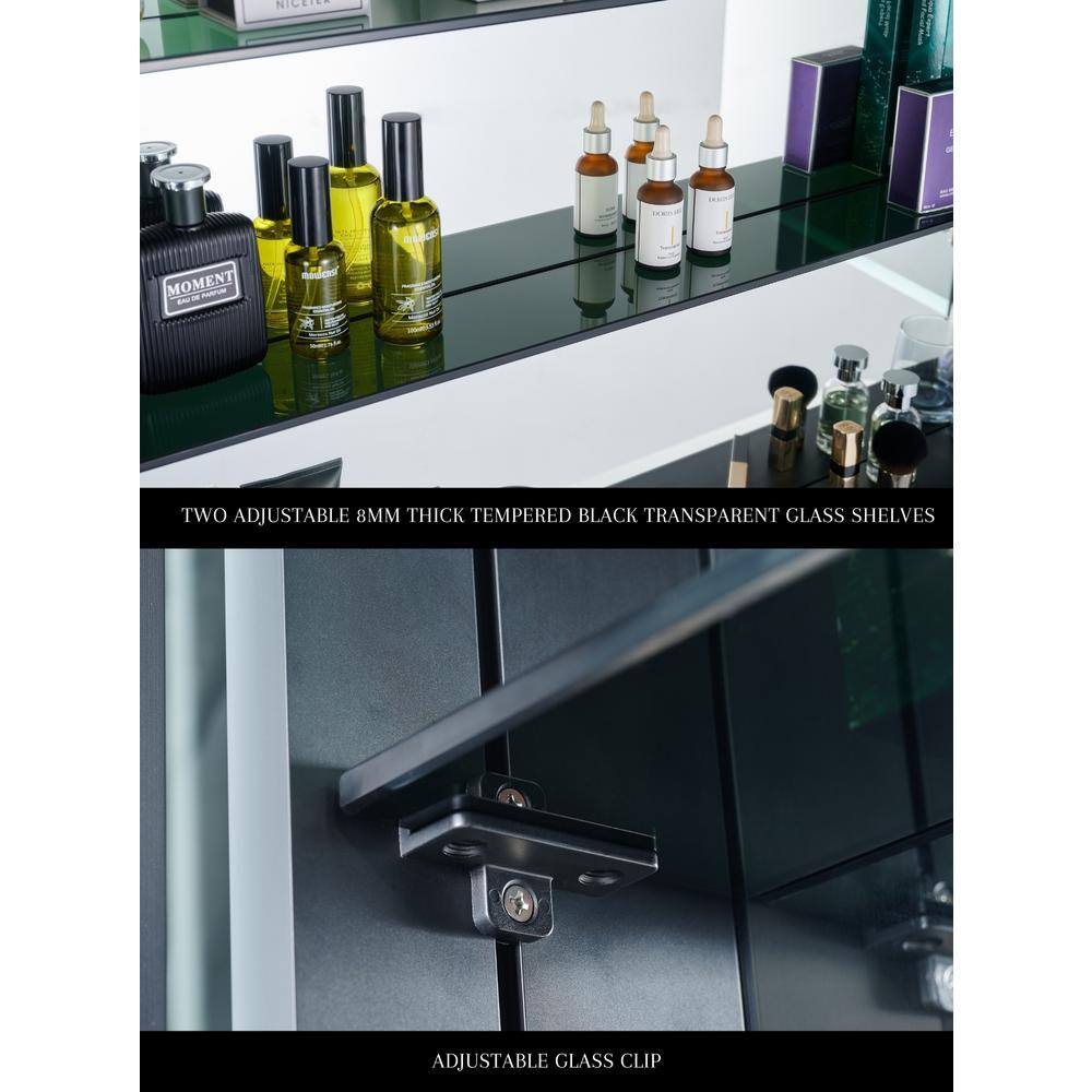 Pagani 48" Black LED Mirror Medicine Cabinet with Defogger and USB Outlet