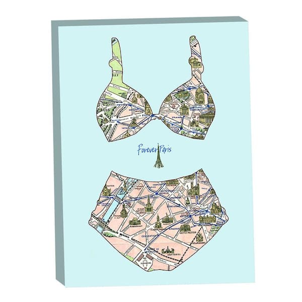 Forever Paris Vintage Map Bathing Suit by Grotto Studios 1-Piece Unframed Graphic Print Abstract 24 in. x 18 in.