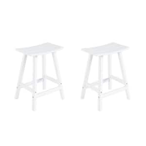 Franklin White 24 in. Plastic Outdoor Bar Stool (Set of 2)