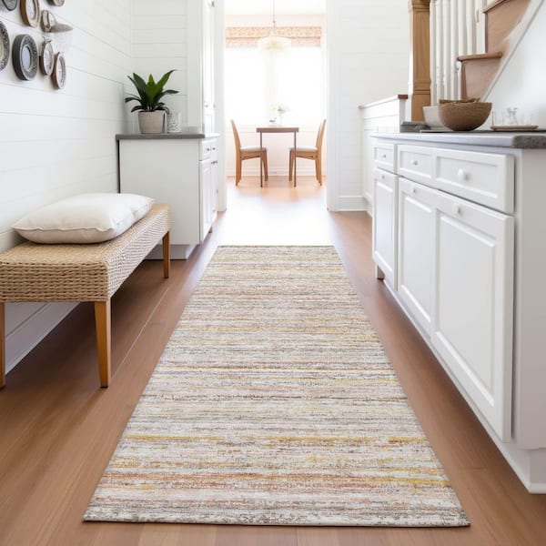 Mayfield Premium Machine Washable Abstract AMF1239 Terracotta 2 ft. 3 in. x 7 ft. 6 in. Runner Rug