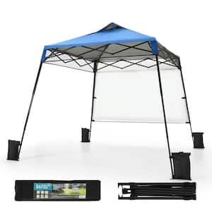 8 ft. x 8 ft. Blue Slant Leg Pop-Up Canopy Tent with Side Wall