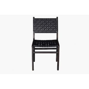 Black Leather Crossed Design Dining Chair (Set of 2)