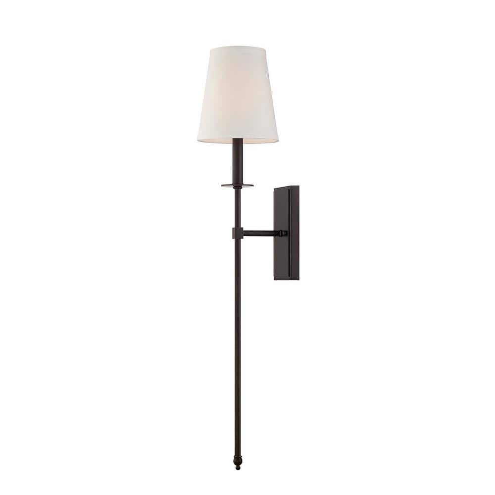 Monroe Classic Bronze 1-Light Wall Sconce with Fabric Shade